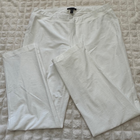 Eileen Fisher Pants - Eileen Fisher Medium White Straight Leg Pants ~ Viscose Stretch Lightweight